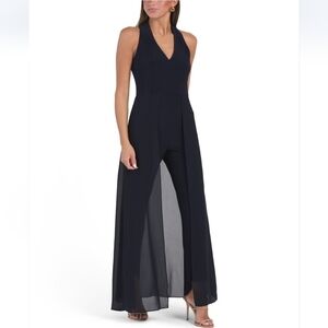 SLNY Navy Sleeveless Walktrough Jumpsuit